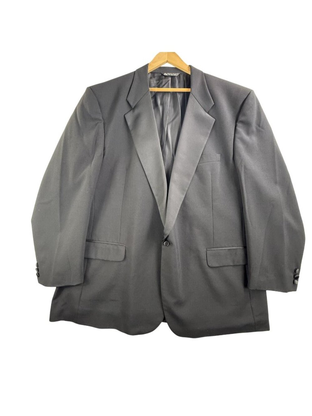 Vintage Burberrys Suit Jacket Mens 50 Black Wool Tuxedo Satin Lapel USA Formal